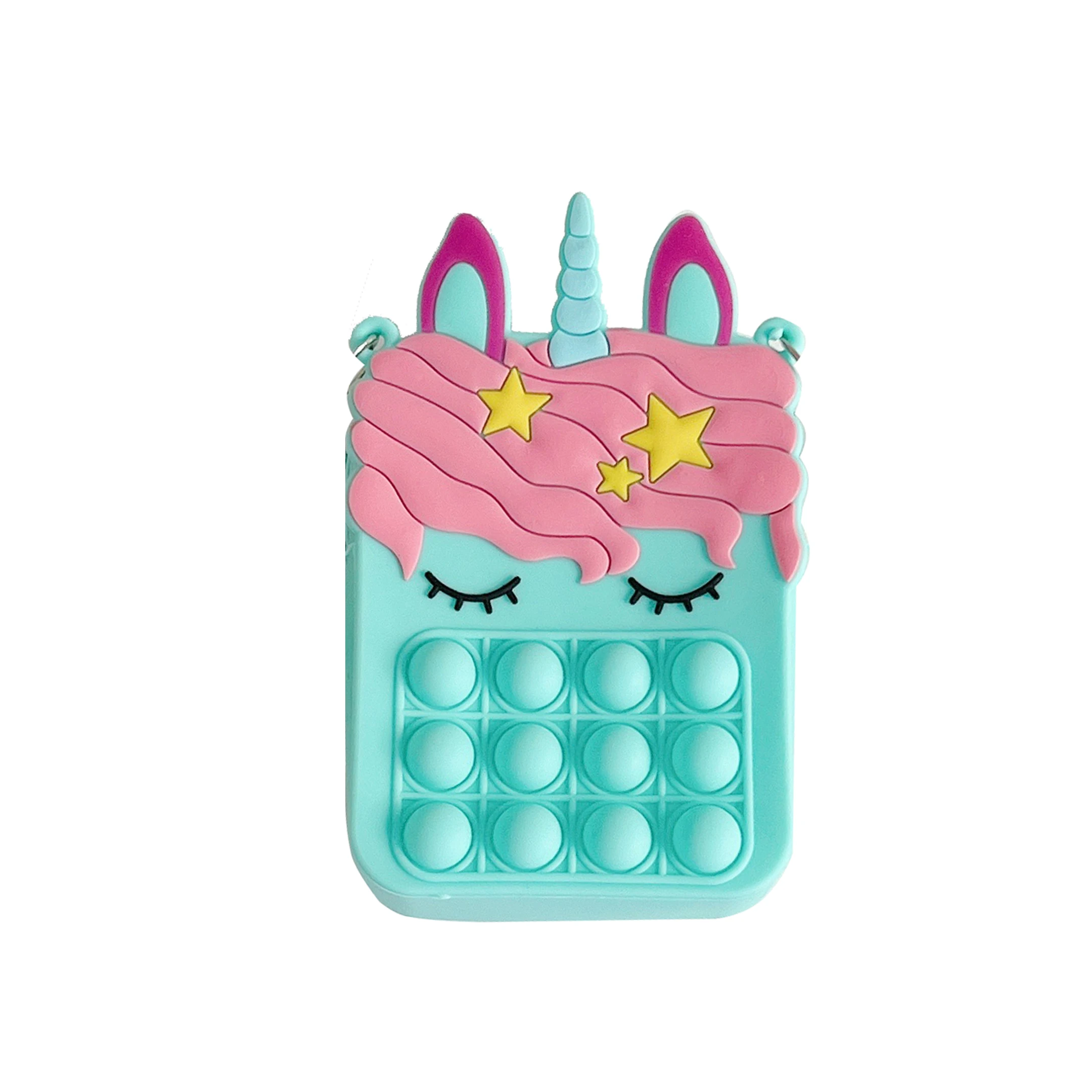 Square Colored Pop Bubble Silicone Mini Shoulder Bags for Children and Ladies Gift