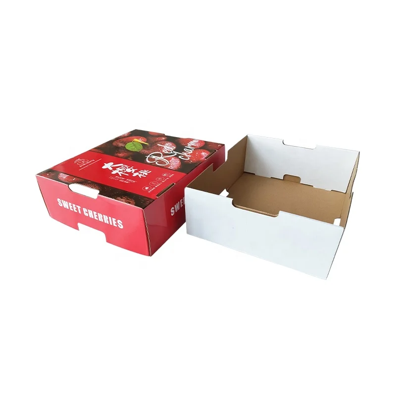 Wholesale Exquisite Printed Cherry Packaging Fruit Box Folding Lid and Base Style Boxes for Fruit and Vegetable Big Capacity Box