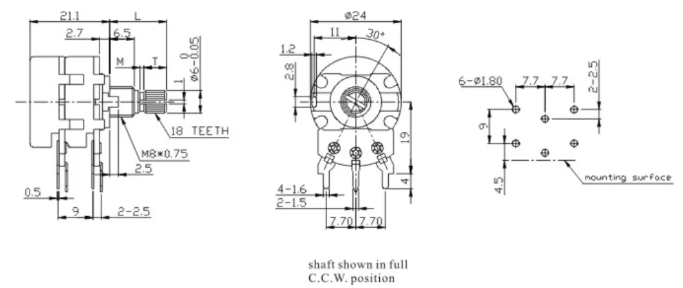 Terwin Double Linked Double Layered All-copper CTS Structure Rotary Potentiometer Adjusts Guitar Potentiometer