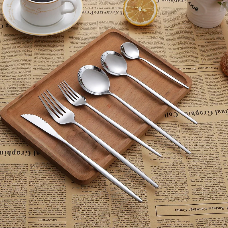 Stainless Steel Cultipol Flatware Glossy Gold Portuguese Cutlery Spoon Fork and Knife Cutlery Set