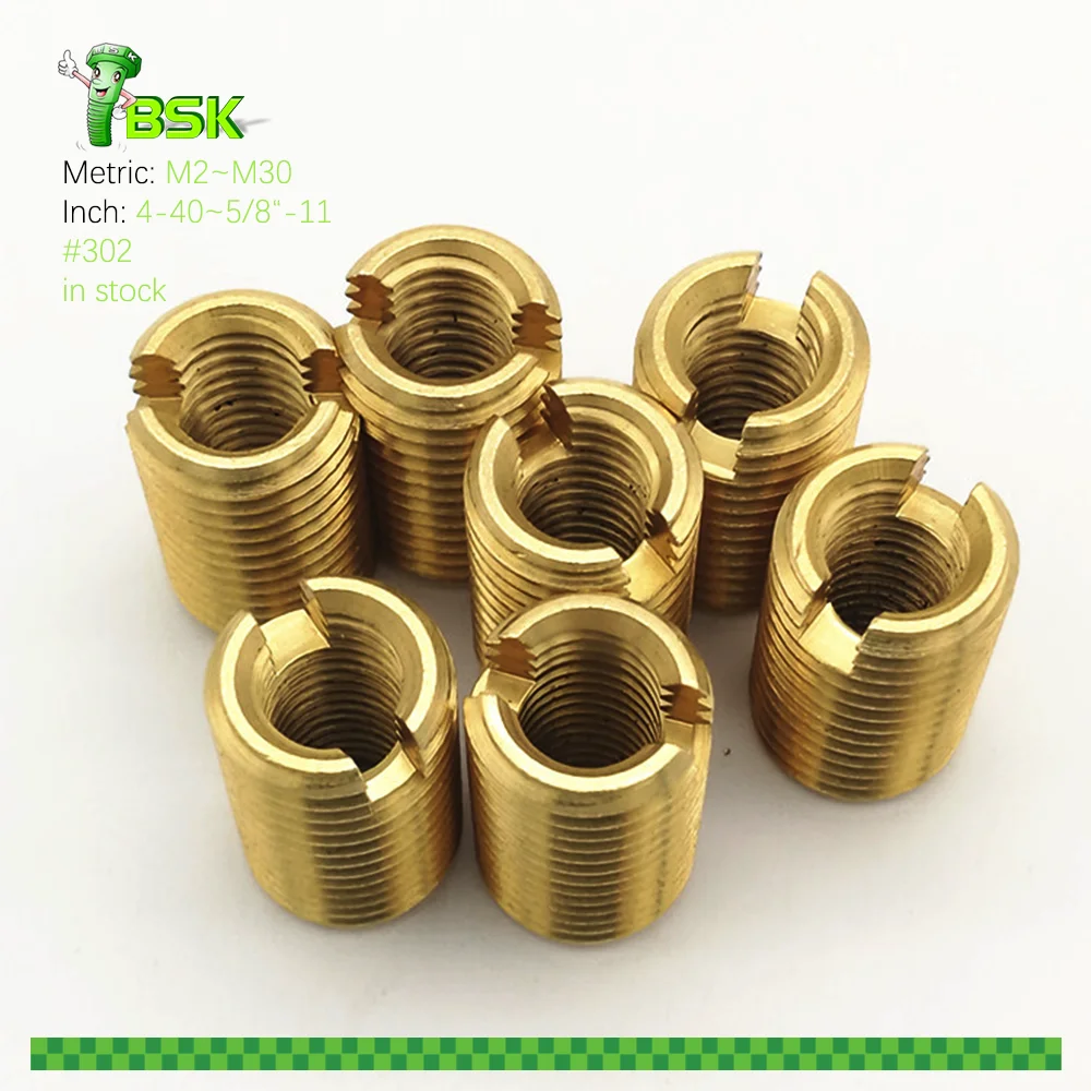 302 303 Steel galvanized Slotted Threaded Inserts m2 m2.5 m3 m4 m5 m6 m8 m10 m12 m14 m16 m20 self tapping thread insert