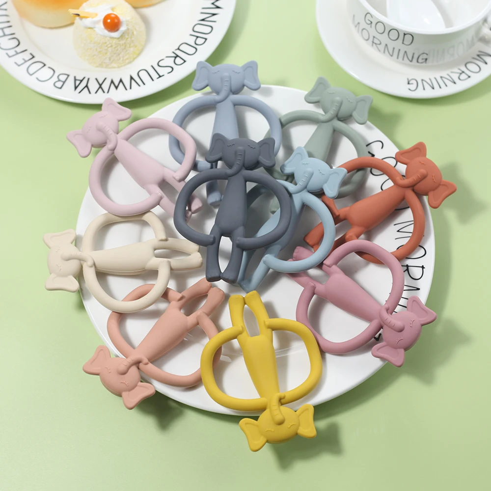 Anti-Dropping Infant Chew Teething Toys Hand Protection 0-6 Month Soft Silicone Baby Teether