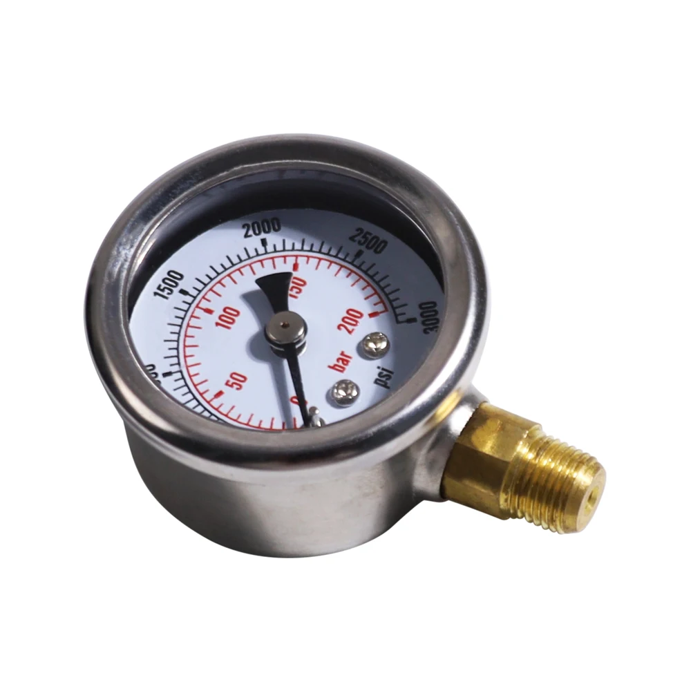 New Copper Silver Double Colour Scale 200bar 3000psi Thread 1/8NPT Diameter 46mm Pressure Gauge for Paintball Gas Insdutry