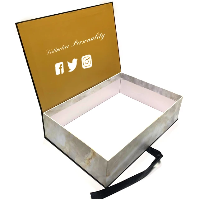 
KAII Custom Black Hair Extension Packaging Box With Ribbon & Silk Insert 