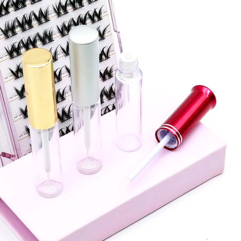 Printing Private Label Humidity 30% - 60 % Eyelash Glue Transparent Tube Bottle Cheap Wholesale DIY Cluster Eyelash Glue