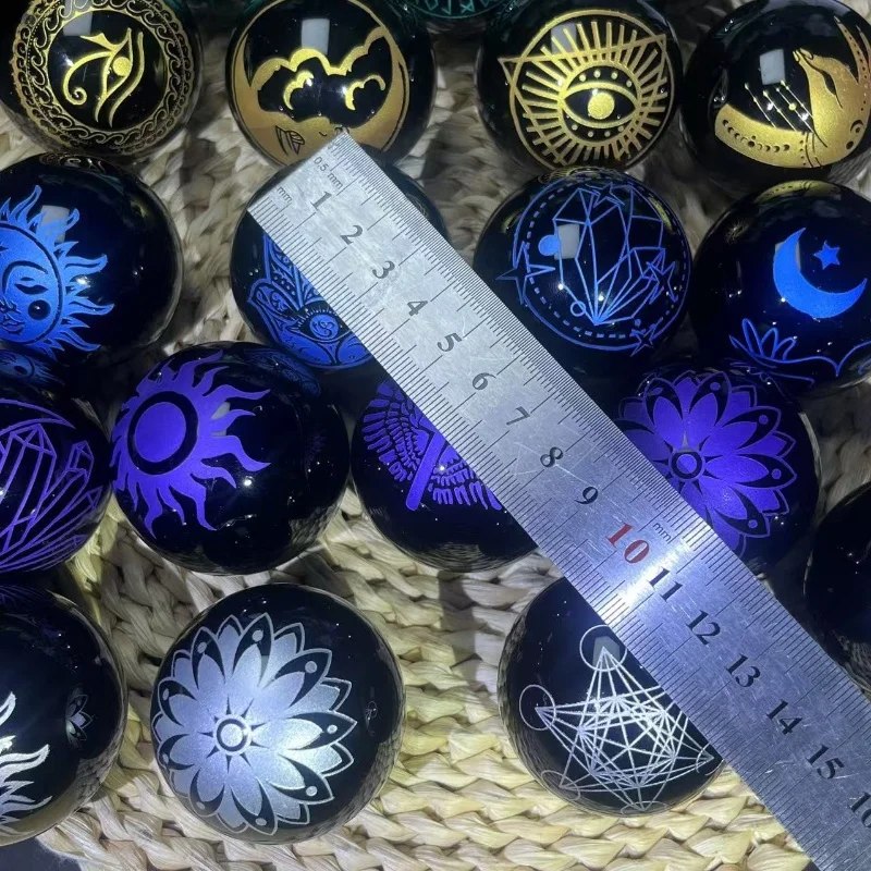 Wholesale Healing Stones Crystal Black Stone Ball Beautiful Polished Sun Craft Purple Color Sphere for Decoration