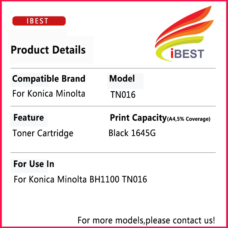 Compatible Toner Cartridge For Konica Minolta TN016 TN-016 TN 016 BH1100 Original Quality Toner