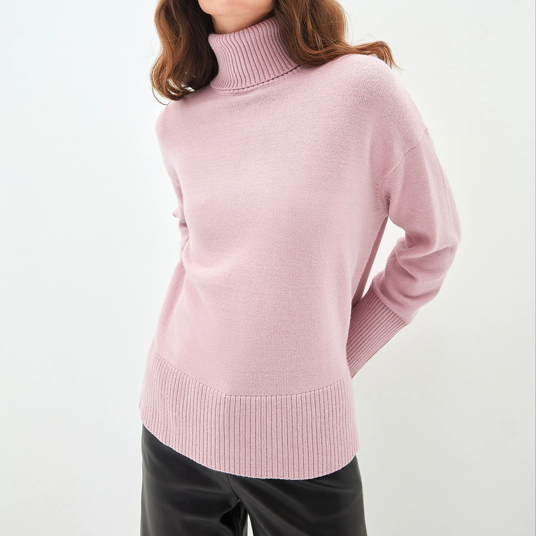 Autumn Winter Long Sleeve turtle Neck solid Knitted Pullover Fashion Women Sweater Tops