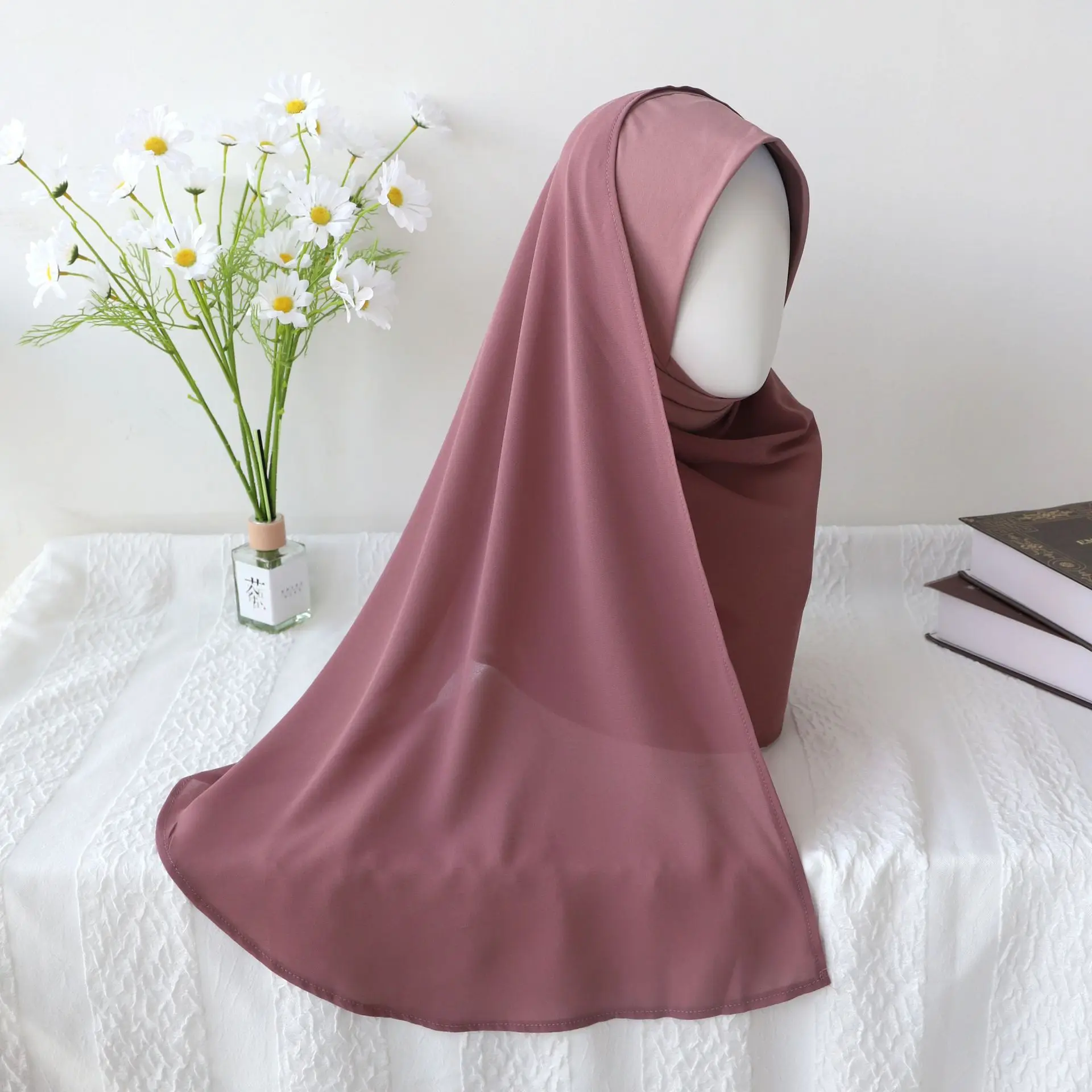 Safali Adult Malaysian Ready to Wear Turban Khimar Crystal Hemp with Chiffon Ladies Muslim Women Premium Kerudung Instant Hijabs