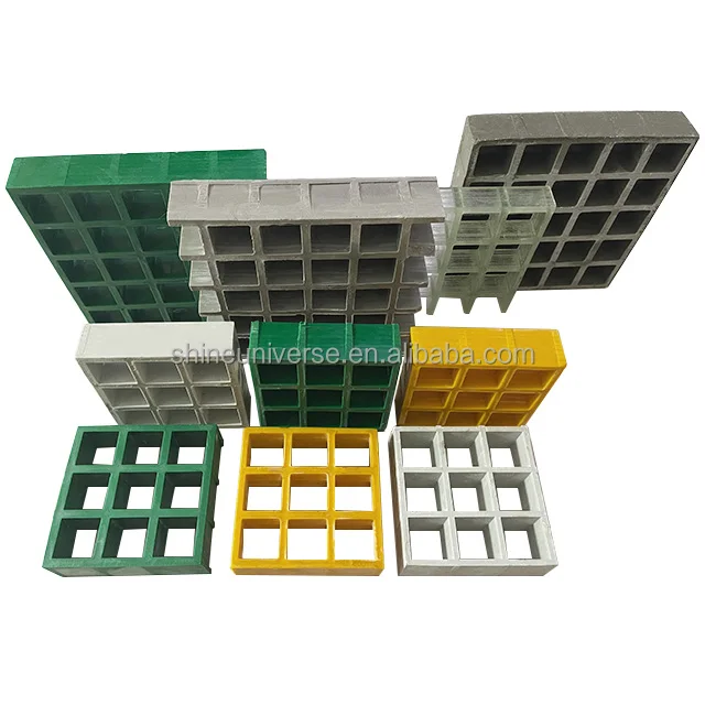 Shine Universe 38*38mm Mesh Size Frp Plastic Composite Molded Floor Grating Anti-slip Fiberglass Panel Frp Grating