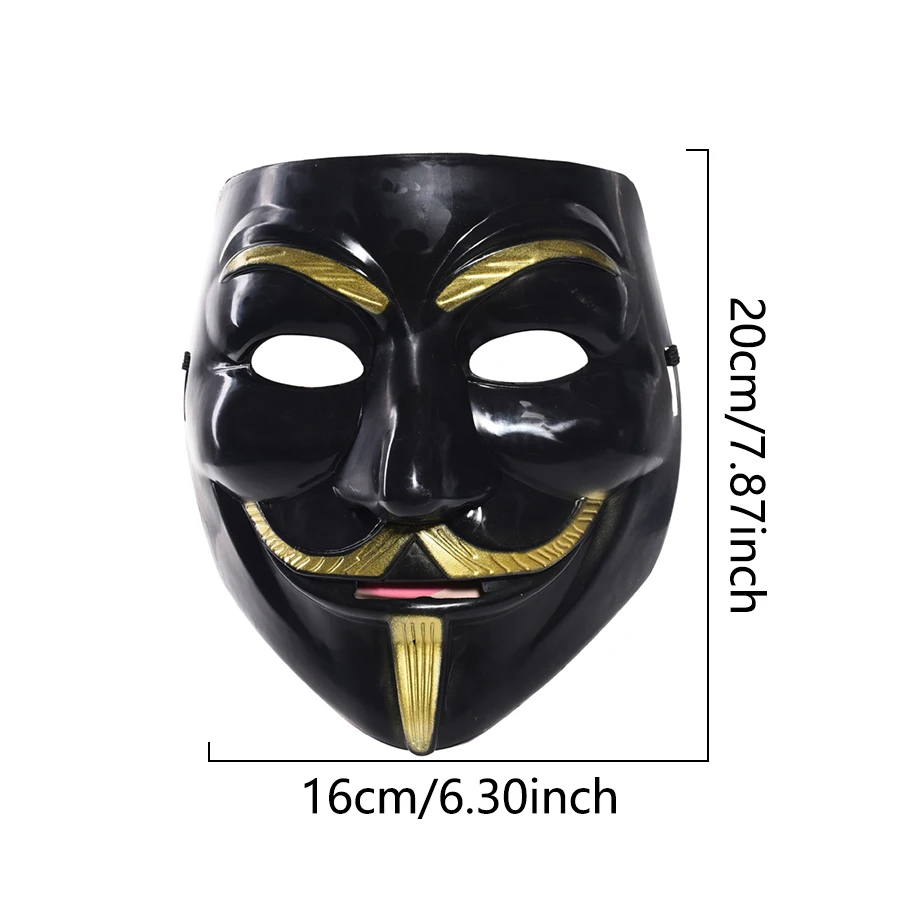 White Black V Face Ghost Walk Plastic Masquerade Party Decorations Vendetta Halloween Mask with  Face