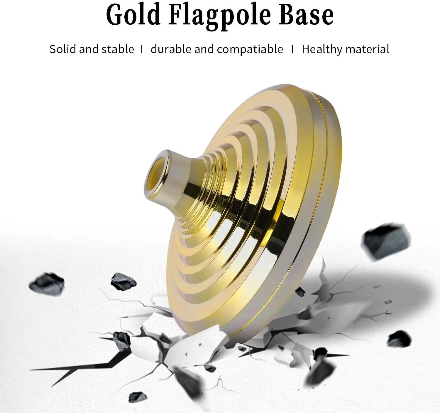 high Quality outdoor Indoor   Gold  Silver Plastic Floor Stand Bases  Flagpole  bracket  gold flag pole base