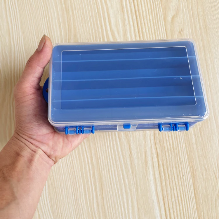 Double sided Fishing Tackle Box, Plastic Transparent Container