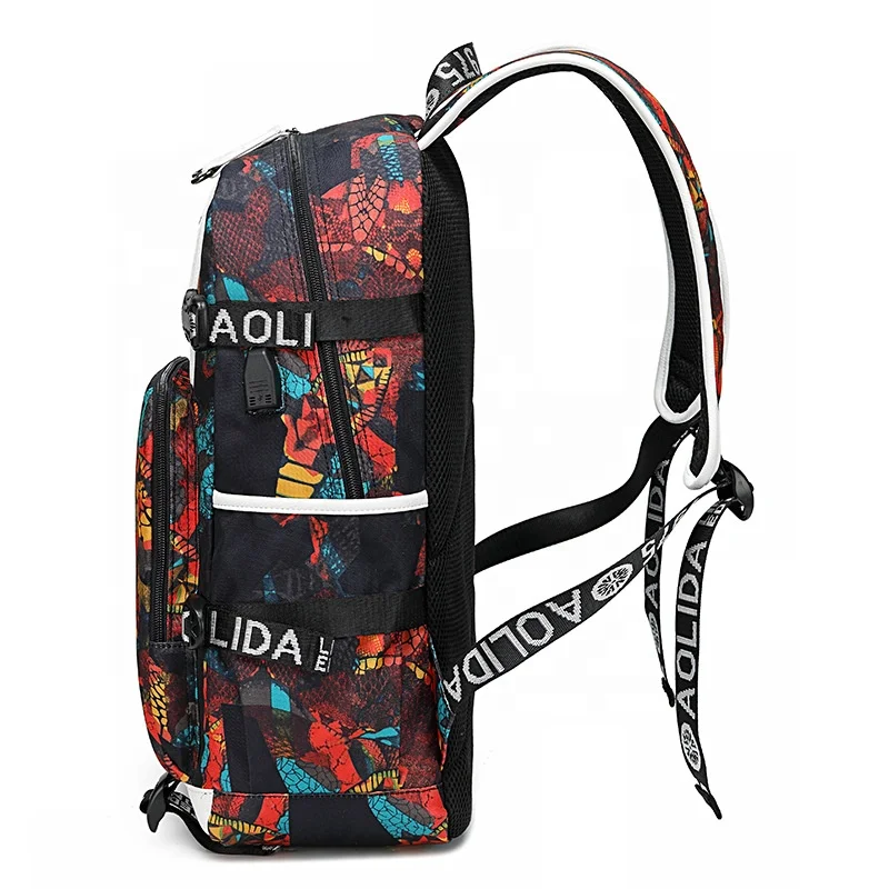 Boys high school student thermal transfer printing flower waterproof computer outdoor street travel backpack