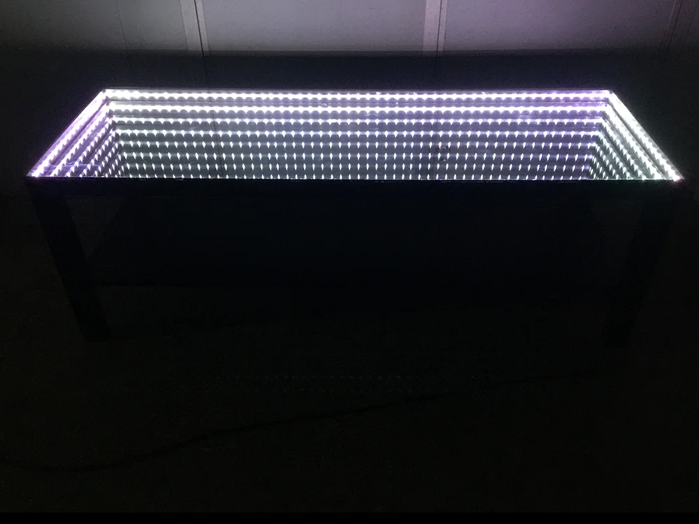 Modern design black table led 3D coffee table illuminated INFINITY MIRROR effect remote infinity led mirror table