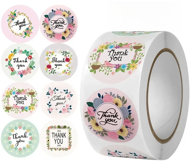 500 Labels Per Roll Custom Printed Thankyou Packaging Label Thank You Supporting Stickers Manufacturer For My Small Business