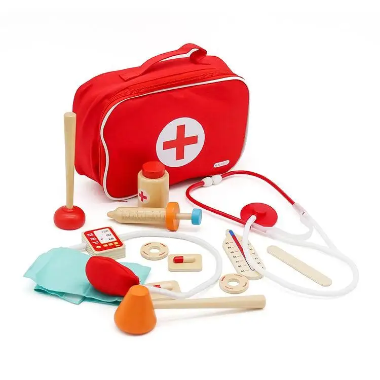 Educational Toys Preschool Children Simulation Role Play Set Doctor Pretend Play Wooden Medical Kit Toy For Kids