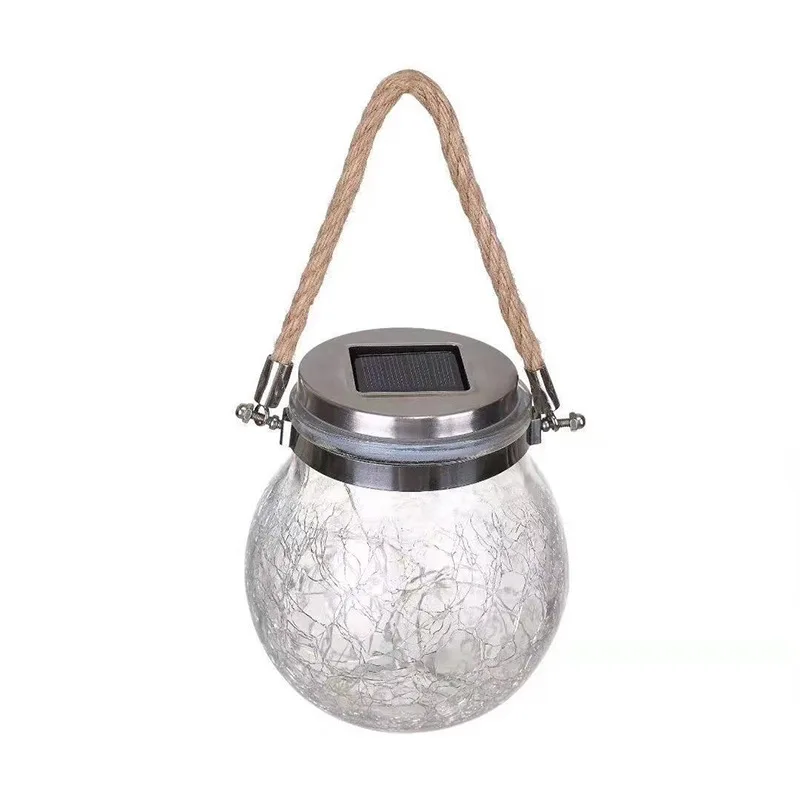 New Led Solar Crack Light Circular Hanging Chandelier Waterproof Garden Glass Lamp Decorative Lamp Hanging Tree Lamp