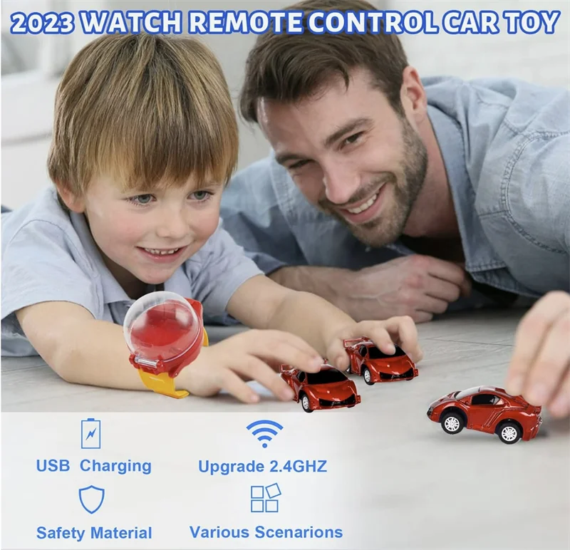 Mini Remote Control Watch Alloy Car Toys 2.4 GHz 50m Long Distance Small Racing Car with USB Charging Cartoon RC Car Gift
