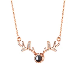 One hundred languages Silver 925 necklace best-selling antler projection necklace