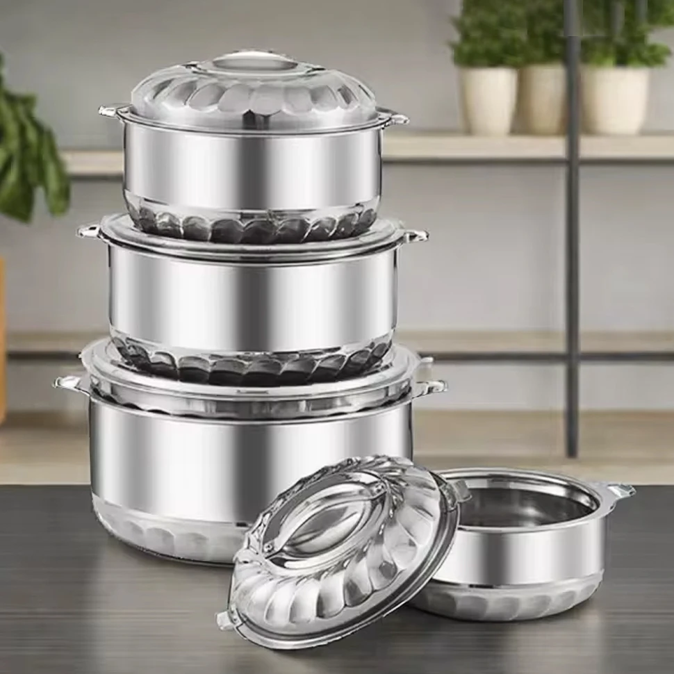 Factory Outlet 6PCS Stainless Steel Pot Set Large Capacity Food Storage Box Heat Preservation Fresh Box Food Warmer Container