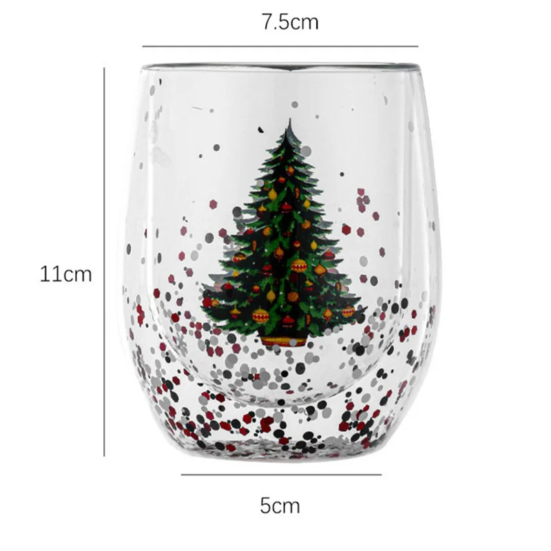Factory wholesale hand blow new design christmas holiday double wall cup Printing Heat-resistant Flowing Sequins scented candles