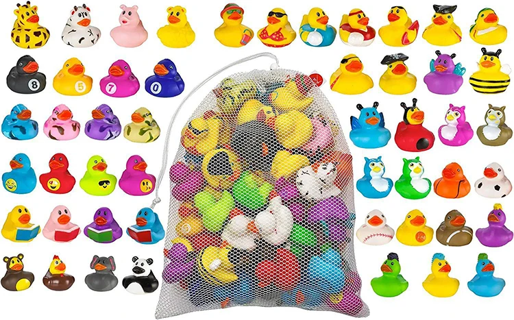Promotional Custom Plastic Toy Animal Weighted Floating Race Assorted Bath Toy Rubber Ducky Bulk Bathtub Squeaky Bath Duck