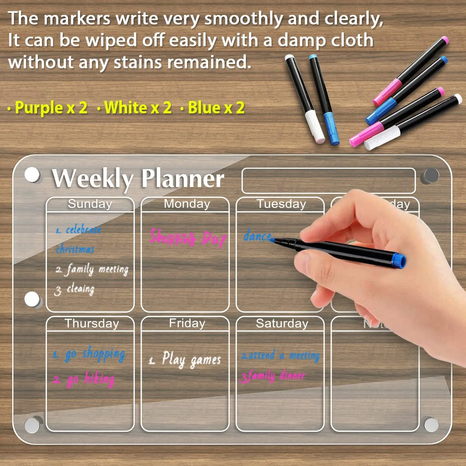 Weekly Calendar Planners Erasable Magnetic Acrylic Dry Erase Board For Fridge