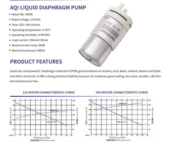Cinyar AQI 12V/24V DC EPDM High Power Long Life Micro Chemical Liquid Metering Diaphragm Pump But Poor Oil Resistance