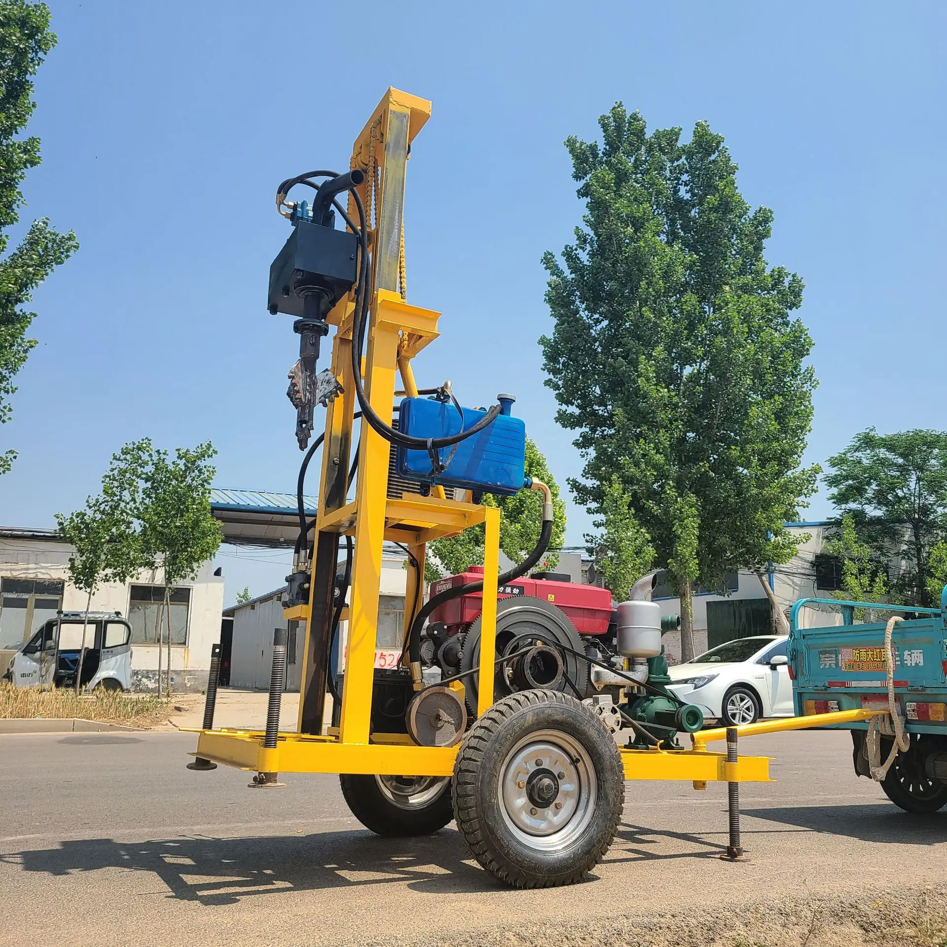 TIEJIA 50-100m Free Shipping Rotary Drilling Rig for Water Well New Home Use with Pump and Motor Core Components Core