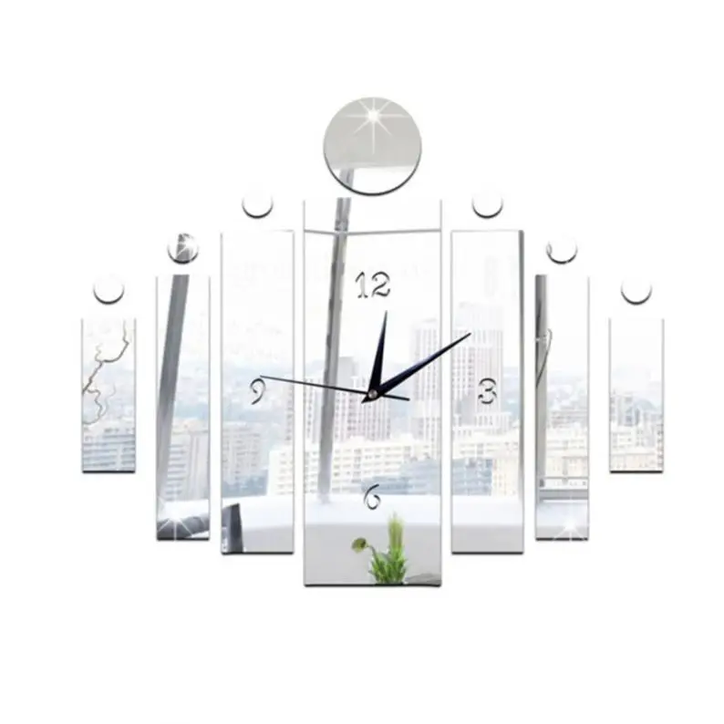3D Modern Style Self-adhesive Acrylic Mirror Wall Clock DIY Wall Sticker Clock for Home Decoration