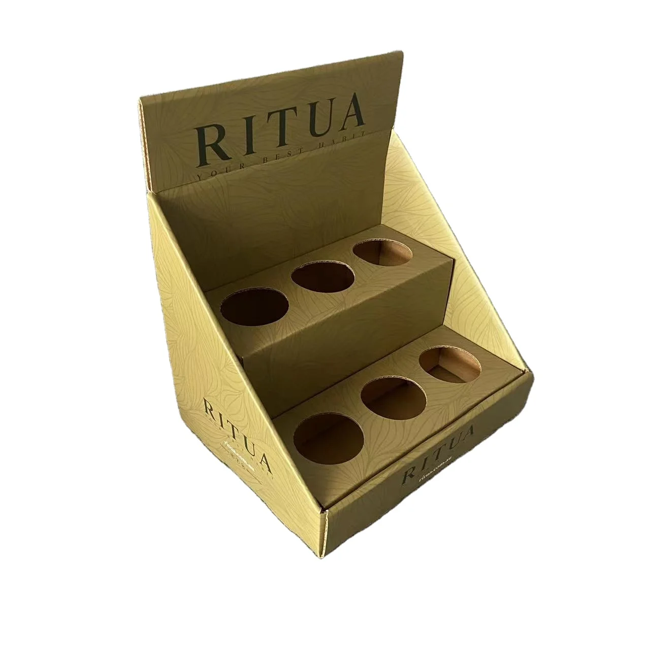 Retail Store Advertising Pop Corrugated Cardboard Display Unit Box Carton Small Counter Table Top Display Stand with logo print