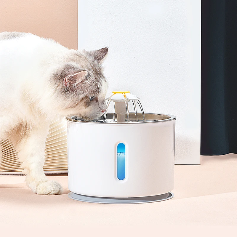 Cycle Automatic Stainless steel LED Smart  Pet Cat Water Drinking Fountain Pet Dispenser Filter For Pets