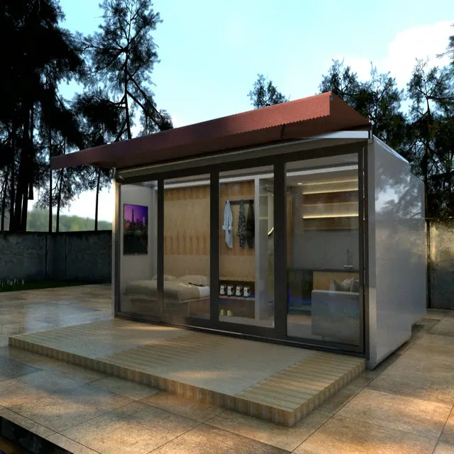 
prefab modulaire 20 pieds acier leger en bois habitation appartement biens 