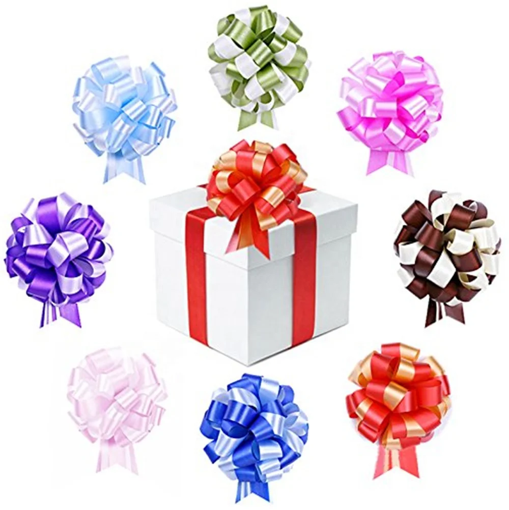 Manufacturer Decoration Car Christmas Flower Gift Custom Printed Butterfly Organza Pull String Bow Ribbon