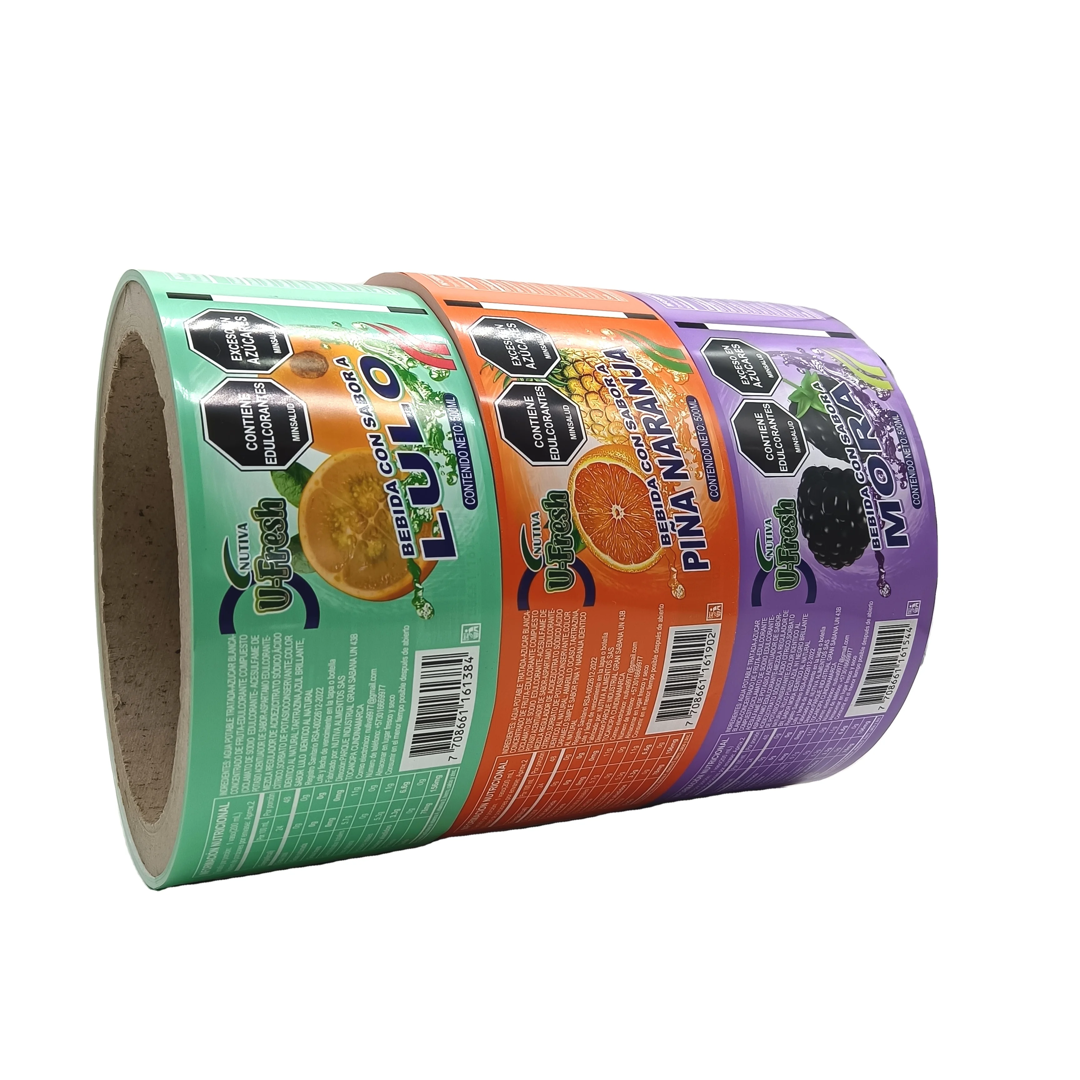 OPP mineral water custom printing wrap packaging label plastic roll film bottle labels shrink sleeve label