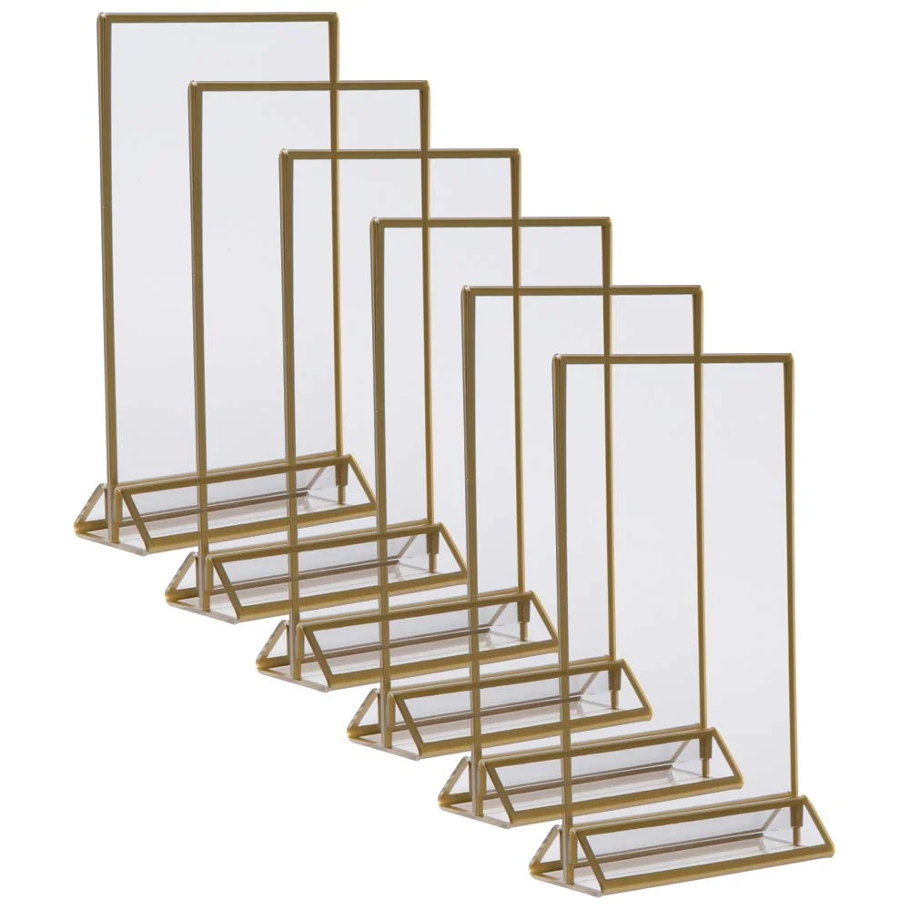 Gold Picture Frames Double Sided Acrylic Gold Table Number Holders Gold Frames for Wedding, Menu Holder, Photo Frame