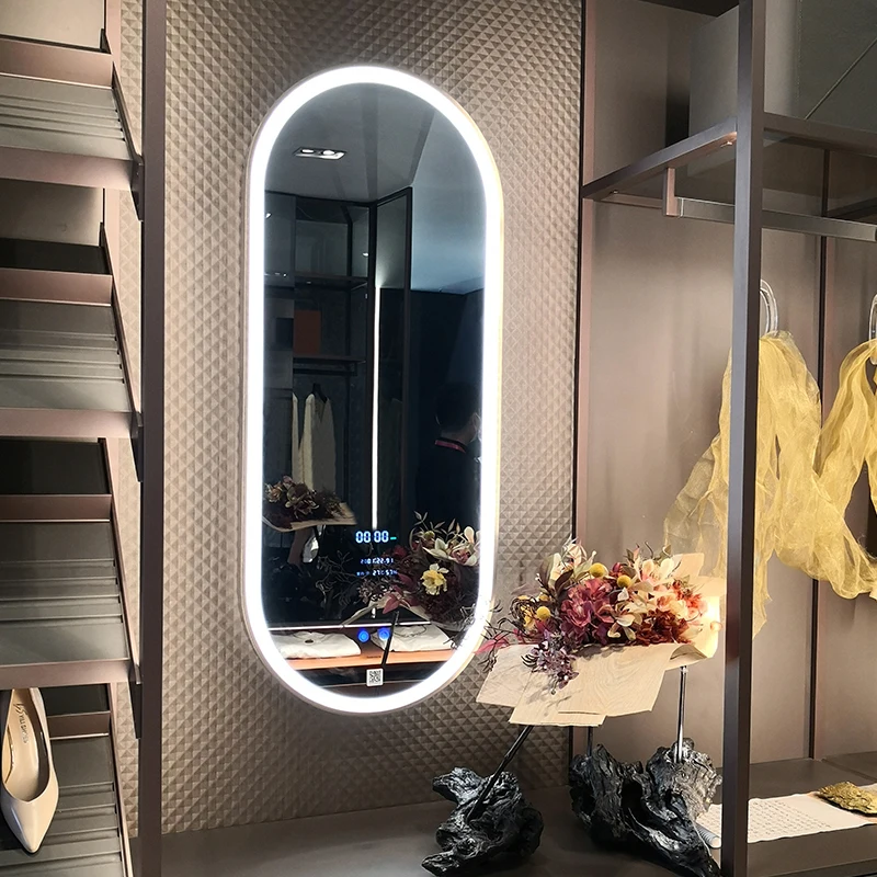 Mirror Factory Direct Modern Metal Frame Dresser Wardrobe Full Body Smart Lighted Wall Hanging Led Mirror