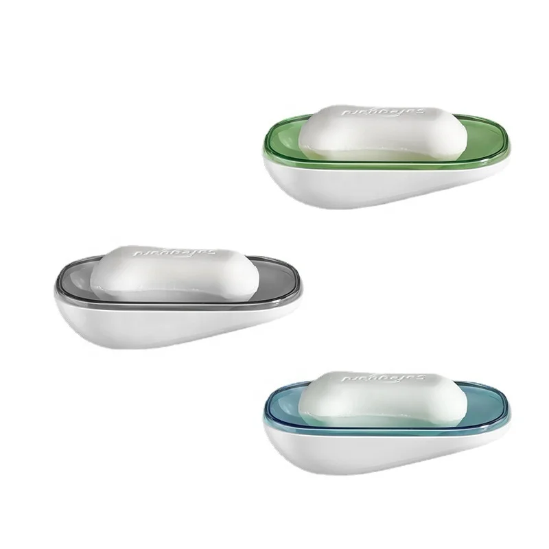 Baolong Factory Bathroom Punch Free Wall Mounted Soap Holder Plastic Soap Rack Box Shower Storage Soap Dish