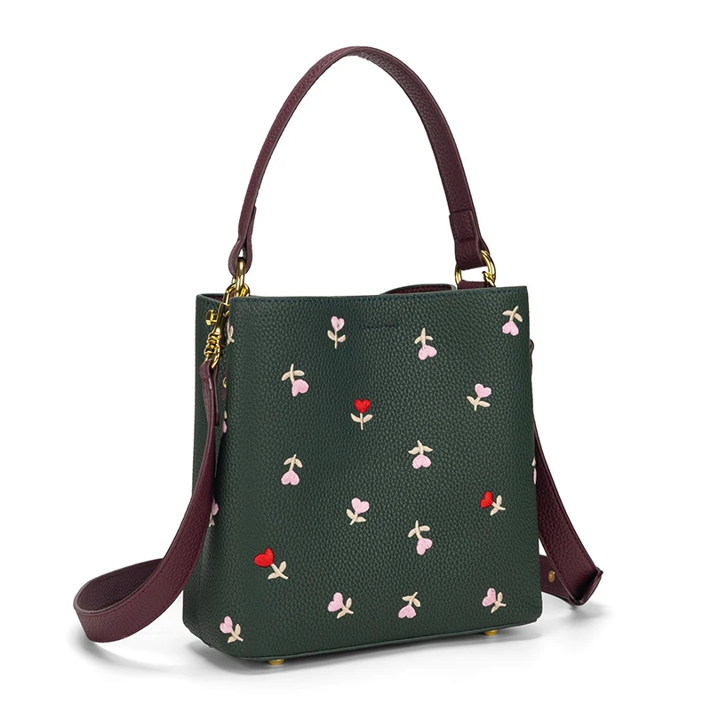 2024 Latest Custom Personalized Ladies Handbag Vintage Luxury Designer Top Handle Embroidery Tote PU Leather Handbag for Women