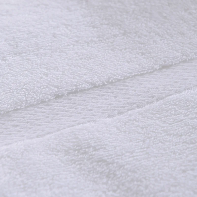 QUANZHEN 100% Cotton Hotel Towel Set Custom Logo 5-Star White Bath Face Hand Towels with Plaid Pattern Nonwoven Technics