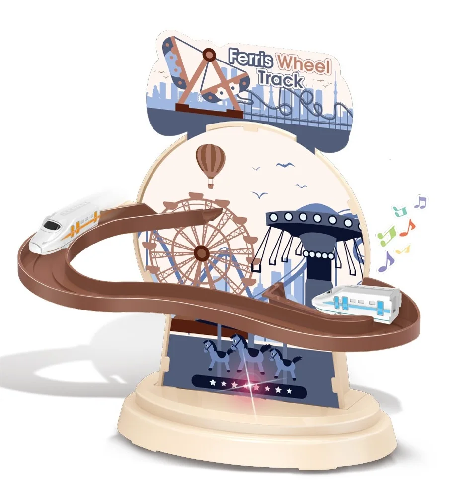 ITTL mini magnetic electric train toy music and light plastic train toys set railway