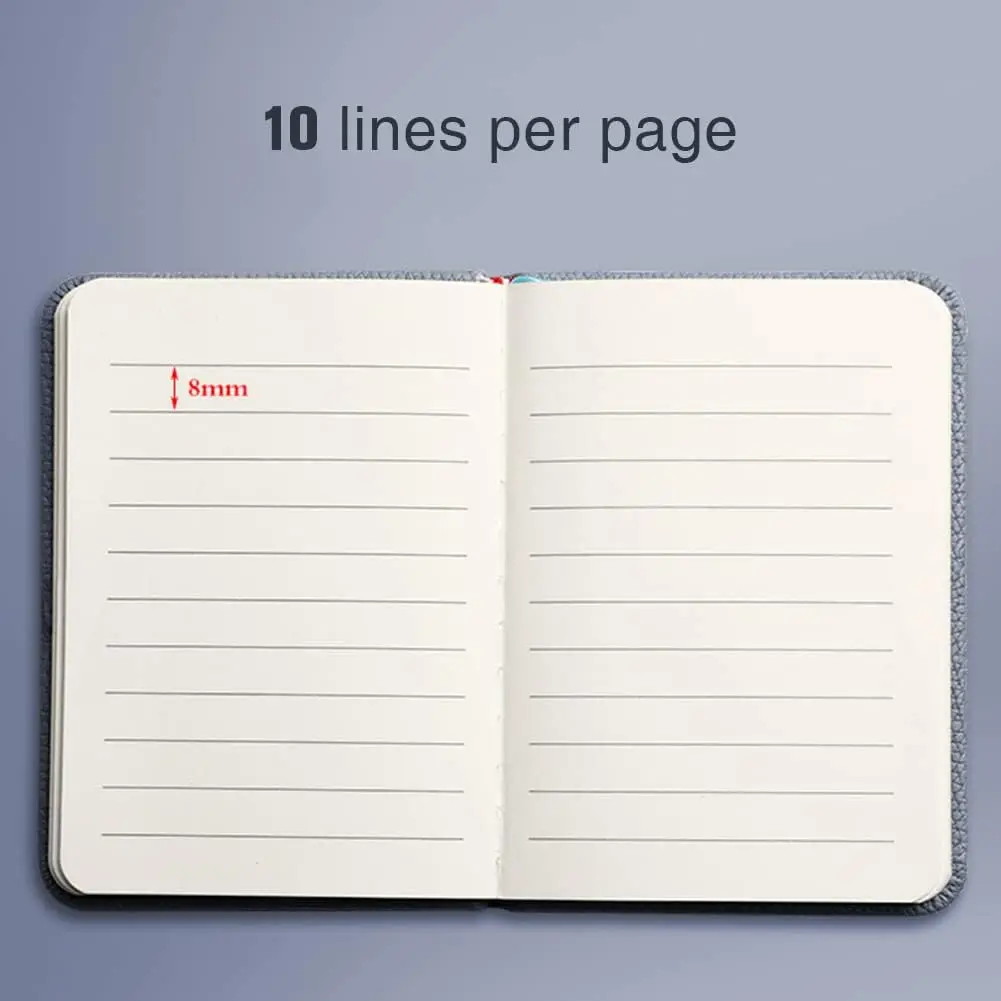 Pocket Mini A7 Notebook, 3.9 x 2.7 Inch, Hard Cover with 200 Pages, Leather Diary with Bookmark & Elastic Closure