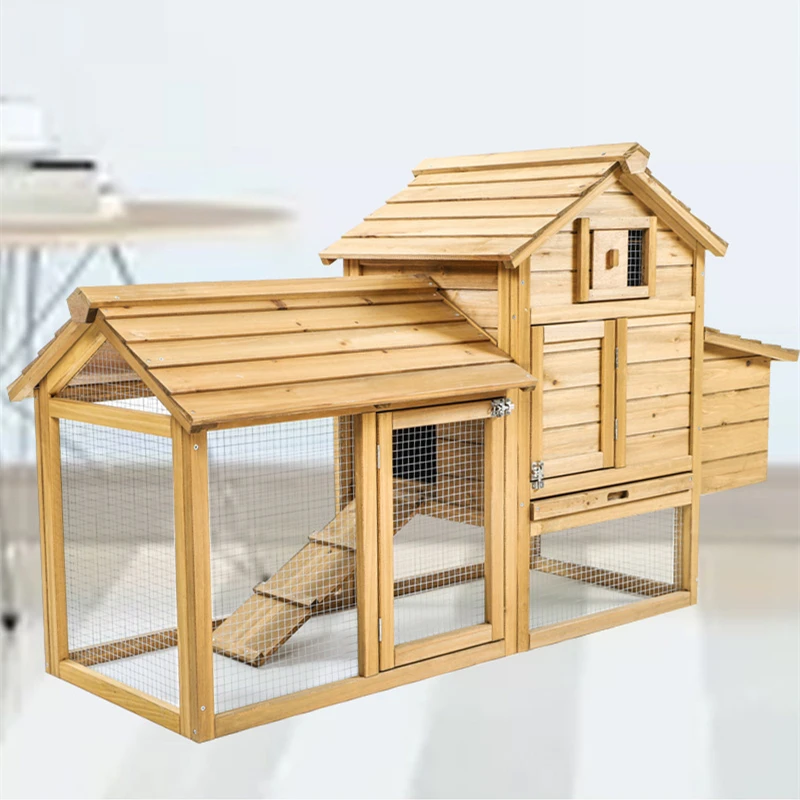 Chicken Coop Large Hen House Wooden Outdoor Bunny Hutch Rabbit   House Hen Cage with Ventilation Door