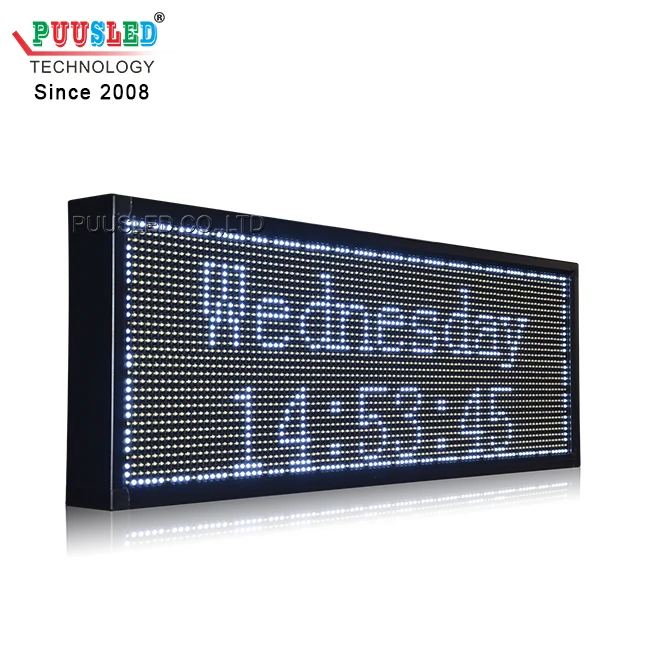 Semi-outdoor message scrolling display screen White week and time information sign Electronic advertising message moving board