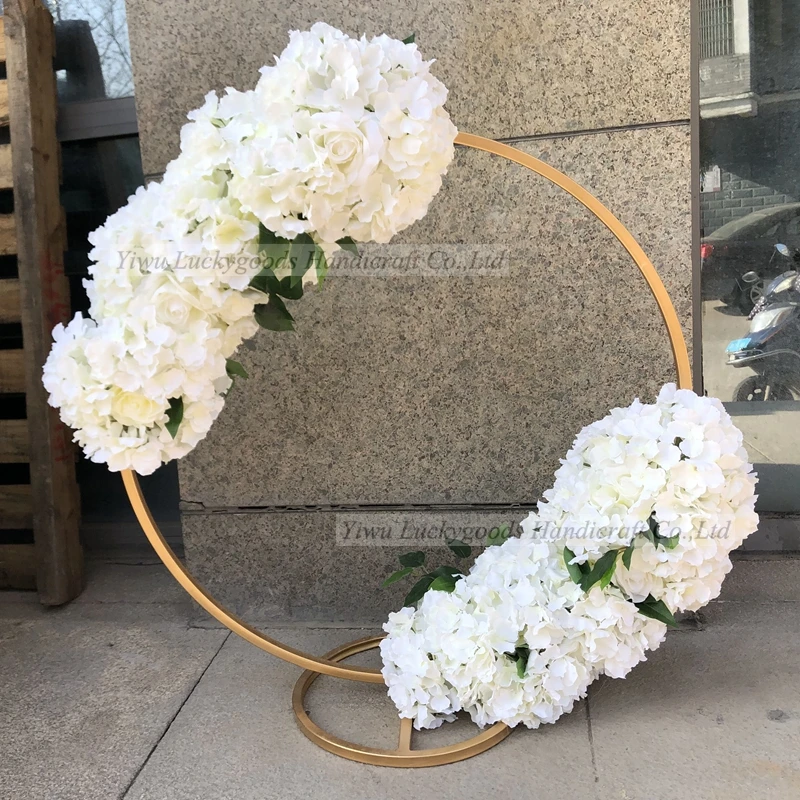
LFB1603-14 round gold iron arch backdrop for wedding stage decorations 