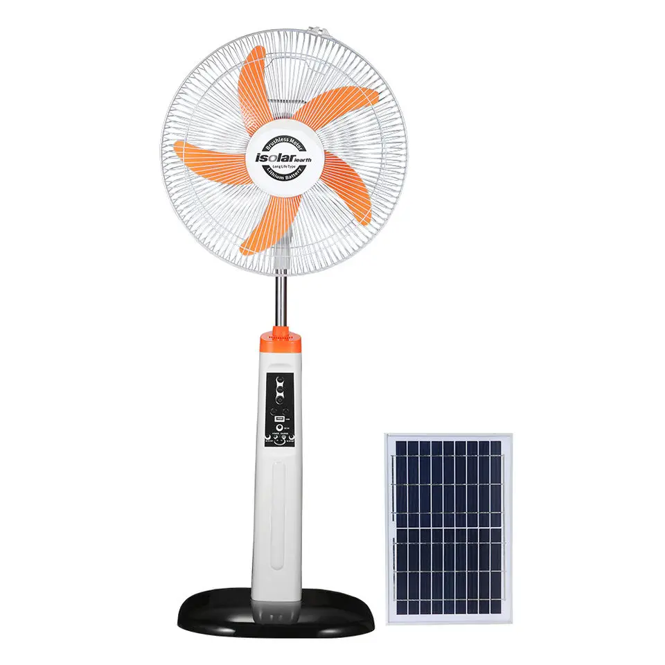 Syinix Supplier Ventilador Recargable 16 Inch Brushless Motor Appliance 12v dc Solar Powered Electric Oscillating Fan Stand Fan