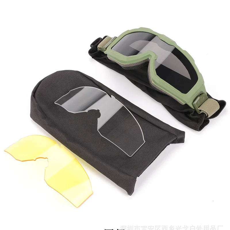 Hot Sales HD Multicam Tactical Safety Glasses Side Protection Shooting Goggles with Lenses