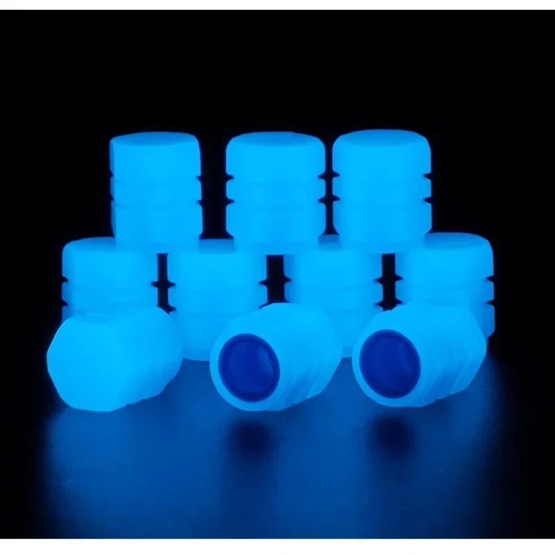Luminous Valve Caps Fluorescent Night Car Tire Valve Caps Motorcycle Bike Glowing Decor Wheel Nozzles Tyre Cap Car Accessories