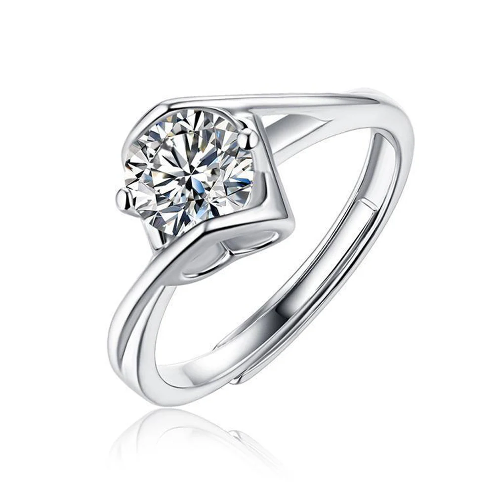 New Fashion Fine Jewelry Rings Silver GRA Certificate 0.5/1/2/3 Carat Moissanite Ring Women